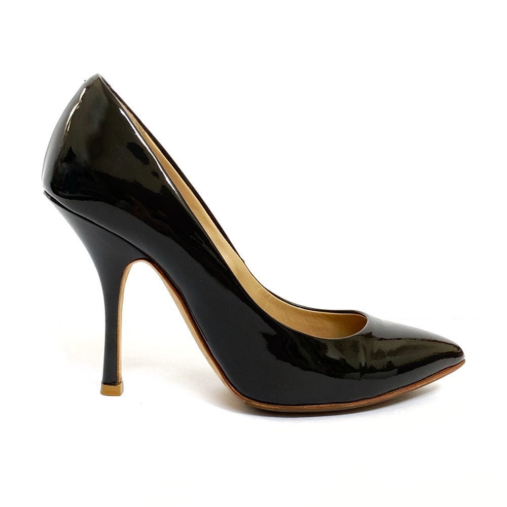 Giuseppe Zanotti patent leather black pointed toe slip on high heel dress pumps
